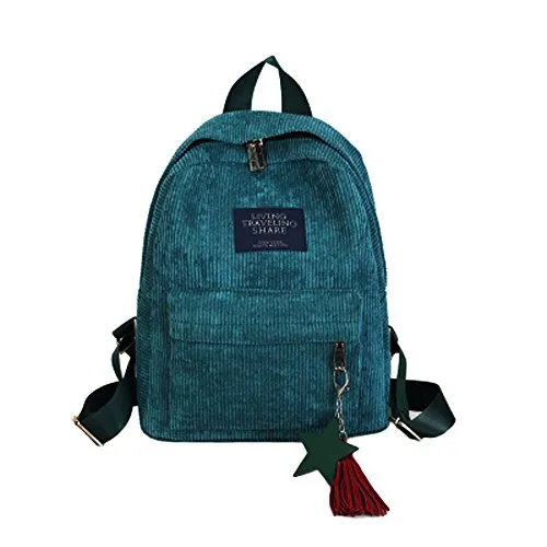 BHYDRY donna moda tela nappa scuola borse viaggio zaino borsa(25cm*9cm*32cm,Verde)