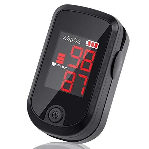 ACCARE Pulse Oximeter Fingertip, Blood Oxygen Saturation Monitor Heart Rate, SpO2 Pulse Oximeter for Adults, Portable Oximeter with Batteries and Lanyard