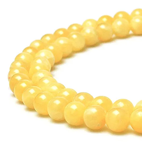 jartc Perline per Braccialetti Energetico Braccialetto Yoga Braccialetto Fai da Te Perle di Pietra Naturale Giada Marmo Giallo 65 Pezzi con Perle di Chakra, 34CM,6 mm
