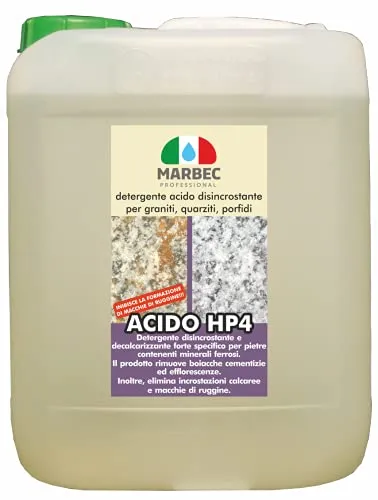 Marbec - ACIDO HP4 5LT | Detergente acido disincrostante per graniti, quarziti e porfidi