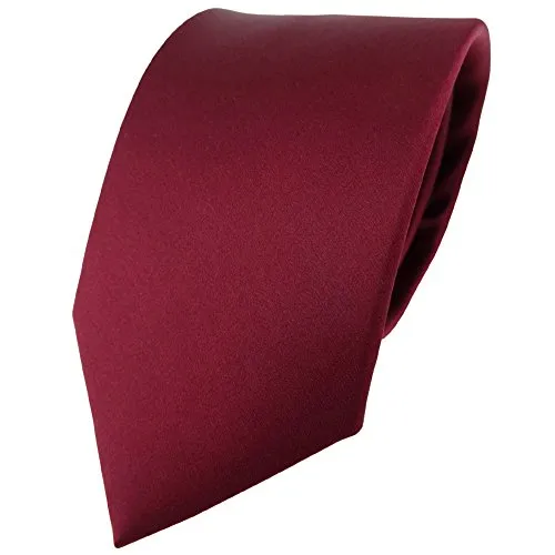 TigerTie - Cravatta in seta in raso - bordò monocromatico Uni - Cravatta 100% seta