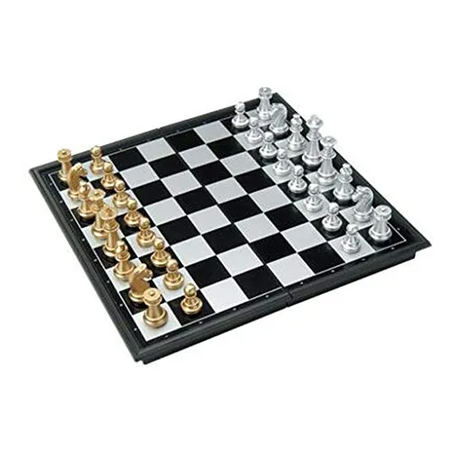 Jixi Scacchiera Plastica Scacchi Chess Set Medievale con la Scacchiera 32 Chess Pieces Oro Argento Magnetic Chess Set Scacchi in