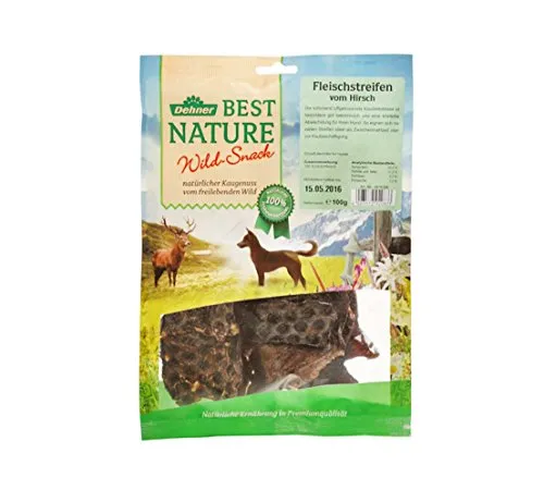 Dehner Best Nature - Spuntino per Cani, Motivo a Strisce di Carne, 5 Pezzi (100 g)