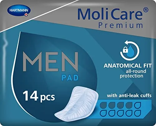 MoliCare Premium MEN PAD, assorbente per incontinenza uomo, vescica debole, forma a V, 4 gocce, 14 pezzi