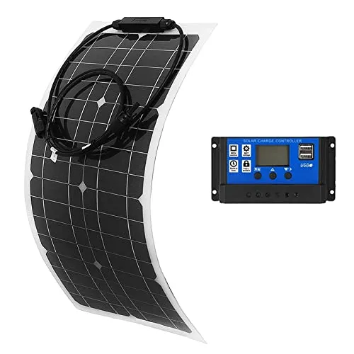 Pannello solare monocristallino flessibile da 25 watt 12 volt per barche camper camper e altro (1 ×10A-Controller)