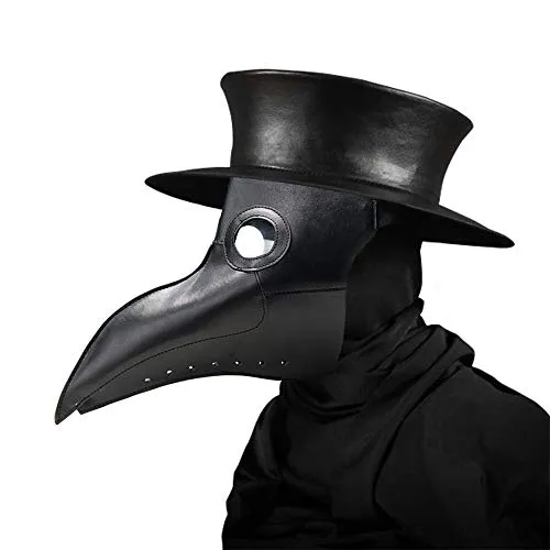 Womdee Maschera da medico della peste, per Halloween, stile Steampunk, gotico, da cosplay, stile retrò, in pelle, con becco lungo da uccello
