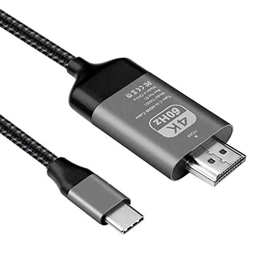 EasyULT Cavo USB C a HDMI (4K@60Hz), USB 3.1 Tipo C a HDMI Cavo 2M, Compatibile per MacBook PRO, iMac, Huawei Mate10, Samsung Galaxy S8 (Nero)