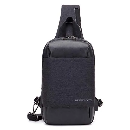 Blwz Multifunzione All'aperto Sling Bag Chest Shoulder Backpack con Ricarica USB,Borse Crossbody per Uomo Donna Viaggi Business Sport,B