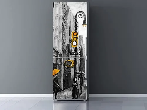 Oedim Vinile per Frigorifero York in Carbone 185 x 70 cm | Adesivo Durevole ed Economico | Adesivo Decorativo dal Design Elegante