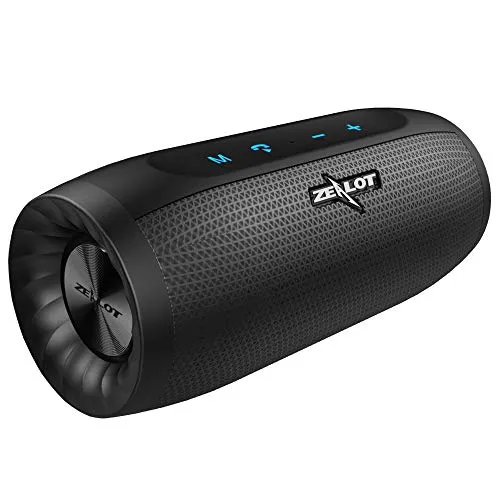 Cassa Bluetooth, Zealot Altoparlante Wireless, Stereo Potente, Portatili, Batteria 4000mah,20H Playtime, Bluetooth 5.0con Microfono, USB, TF Card, AUX per viaggi a casa Nero