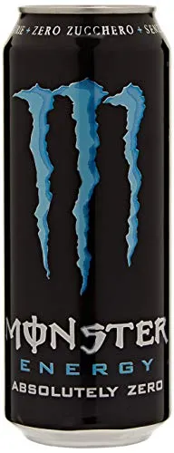 Monster Energy Absolutely Zero – 1 Lattina da 500 ml, Energy Drink Zero Zuccheri con Taurina, L-carnitina, Ginseng e Vitamine del Gruppo B, Bevanda Energetica dal Gusto Morbido