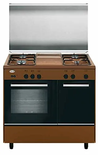 Glem Gas Cucina a gas forno a gas 4 Fuochi cm 90x60con cl. A+ Marrone Aer96Ac