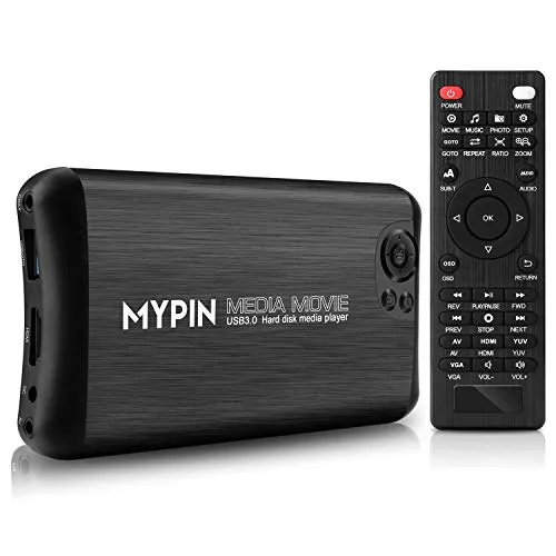 MYPIN Lettore multimediale digitale con HDMI/AV/VGA, riproduzione video e foto con chiavetta USB/scheda SD/hard disk/dispositivi esterni (supporta USB 3.0)