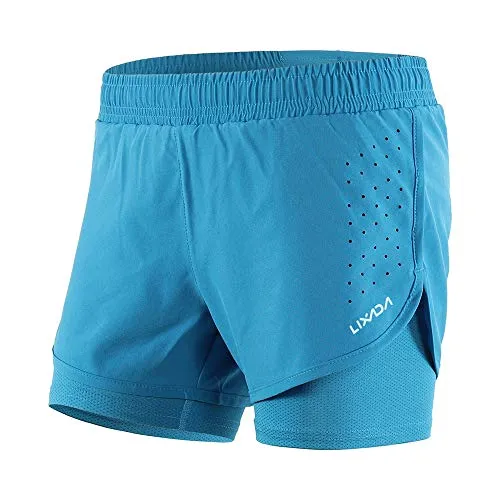 Lixada Pantaloncini da Corsa 2 in 1 da Donna con Longer Liner Asciugatura Rapida Traspirante per Esercizio di Allenamento, Jogging, Ciclismo, Tennis, Boxe (9 Colori)