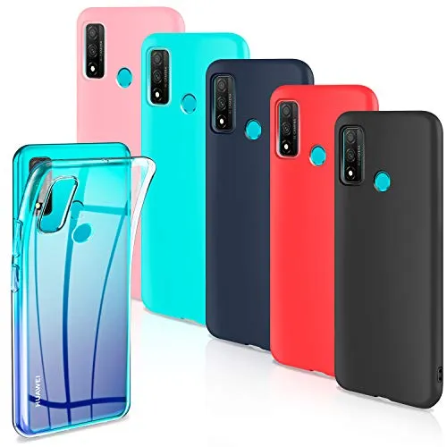 Leathlux 6 × Custodia Huawei P Smart 2020 Cover Silicone, Sottile Morbido TPU Custodie Protettivo Cover per Huawei P Smart 2020 6.21" [Trasparente, Rosa,Verde Menta,Blu Scuro,Rosso, Nero]