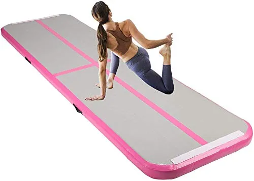 Z ZELUS Tappetino da Ginnastica Gonfiabile in PVC Air Track Pista Tumbling Materassino Aria Fitness per Yoga Taekwondo 300 x 100 x 10 cm (Rosa)