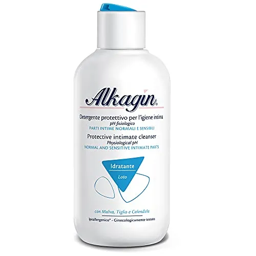 Alkagin Detergente Protettivo Idratante per l'igiene intima quotidiana a base di Malva, Tiglio e Calendula, pH fisiologico, Formato 400ml