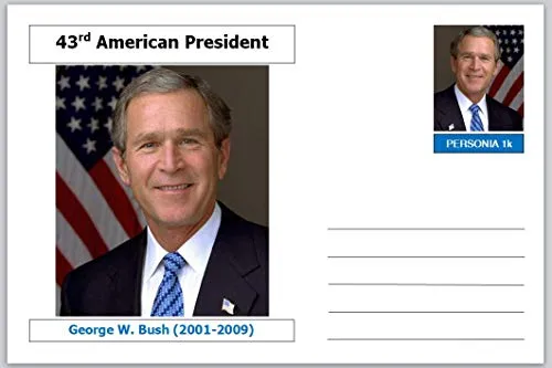 US Presidents - souvenir postcard (glossy 6" x 4" [15cm x 10cm] card) - George W Bush - unused and superb AMERICANA 405615