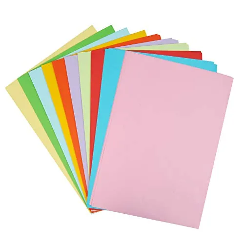 YOTINO 100 Fogli Carta Colorata A4 Stampante 210x297mm, 70g Carta Origami A4 Artigianale in 10 Colori Per Banbini, Fogli Origami Per Fare Origami Stampante DIY carta colorata a4