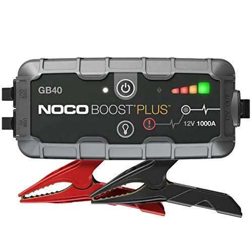 NOCO Boost Plus GB40, Avviamento di Emergenza Portatile 1000A 12V UltraSafe, Booster al Litio Professionale per Auto e Moto e Cavi di Avviamento per Motori a Benzina fino a 6L e Diesel fino a 3L