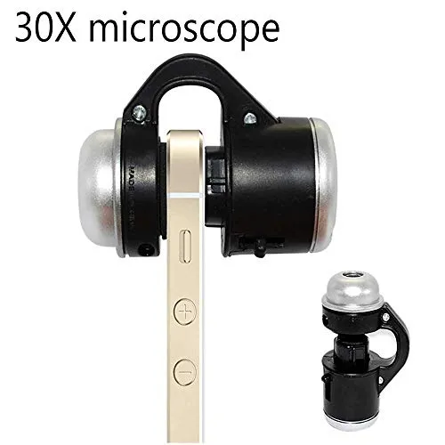 30X Zoom Ottico Universale Clip-Tipo di Lampada LED Microscopio, Gioielli Banconote Detector Valutazione Microscopio Applica a Android/iOS iPhone Samsung