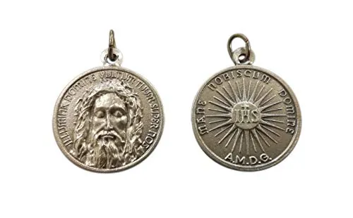 Eurofusioni Medaglia del Volto Santo di Gesù Sacra Sindone - 10 medagliette placcate Argento - Diametro: 1,6 cm
