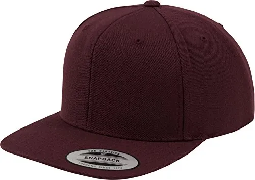 Flexfit Classic Snapback Cap, Mütze Unisex Kappe für Damen und Herren, One Size, Farbe maroon/maroon
