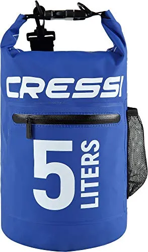 Cressi Dry Bag, Sacca/Zaino Impermeabile per attività Sportive Unisex Adulto, Blu con Zip, 5 LT