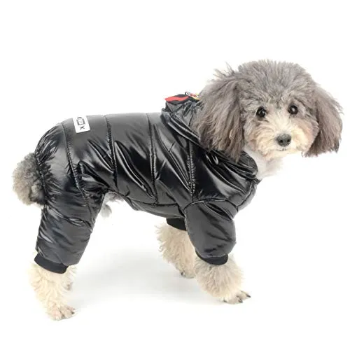 Ranphy Tuta da neve impermeabile per cani foderata in pile cappotto invernale con cappuccio abbigliamento per cuccioli imbottito giacca con cappuccio ragazzo ragazza Parka per cani di piccola