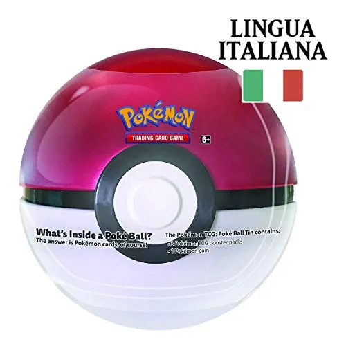 Tin Poké Ball in Italiano - Pokéball di Latta + 3 Buste da 10 Carte Casuali + Moneta Pokémon