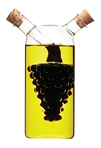Kitchen Craft World of Flavours - Bottiglia di Vetro 2 in 1 per Olio e aceto, Motivo: Grappolo D'uva