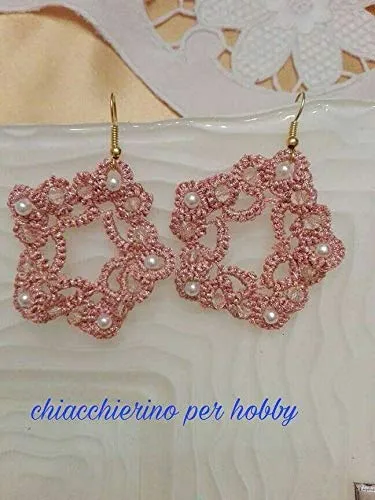 Orecchini al chiacchierino color rosa realizzate a mano handmade