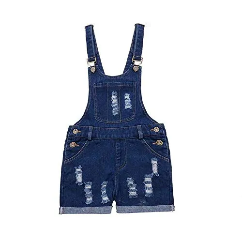 Salopette di Jeans per Ragazze Abbigliamento per Bambini Pantaloni per Bretelle per Bambini Casual Jeans Corti per Ragazze Solide