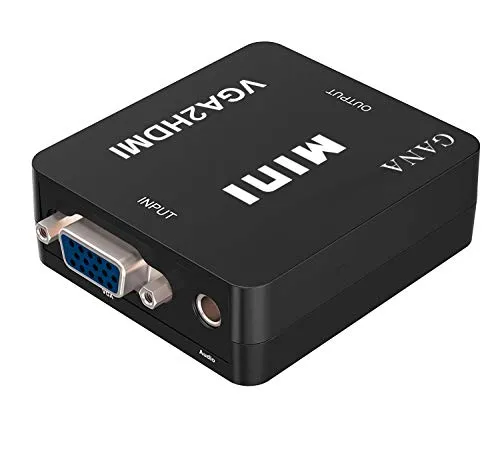 Adattatore VGA a HDMI, GANA 1080P Full HD Convertitore D-SUB a HDMI con cavo USB e cavo audio da 3,5 mm Supporto HDTV per PC/Laptop/Computer/Mac/Proiettore (nero)