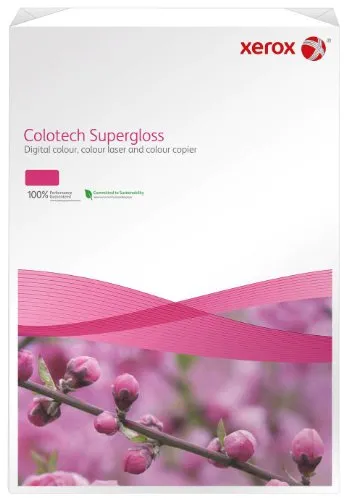 Xerox Colotech Supergloss 003R97680 - Risma di carta lucida per stampanti laser a colori e stampanti fotografiche a colori, formato DIN A4, 160 g/m², 250 fogli, colore bianco, white