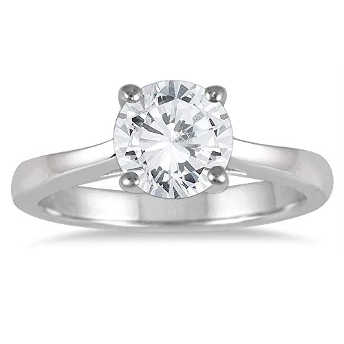1 1/2 carati diamante solitario anello in oro bianco 14 K, oro bianco, 17,5