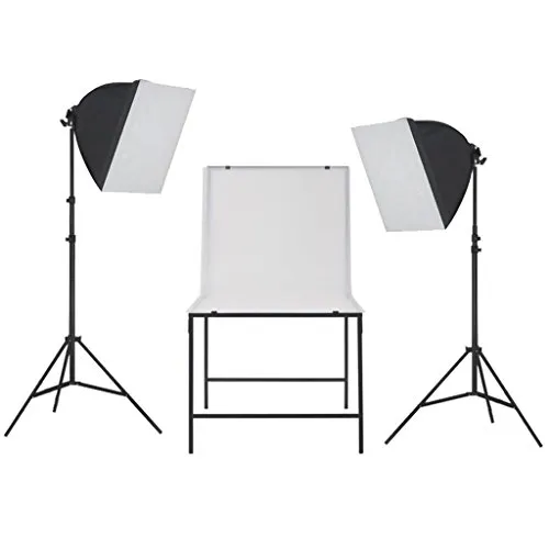 vidaXL Kit di Luci Softbox Tavolo Fotografico per Studio Tavolino Tavola Foto