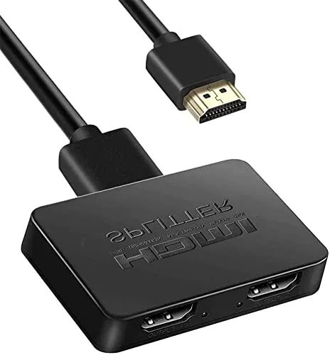 TFUFR Splitter HDMI 1 in 2 Out, Switch HDMI per Doppi monitor, 4K 3D 1080P HDR Duplicatore HDMI 1 Ingresso 2 Uscite per Xbox, PS4, PS3, lettore Blu-Ray, Firestick e HDTV