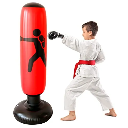 Sacco da boxe per bambini e adulti, 160 cm, gonfiabile, per bambini, adulti, pratica karate, taekwondo, sollievo dalla pressione e allenamento a casa