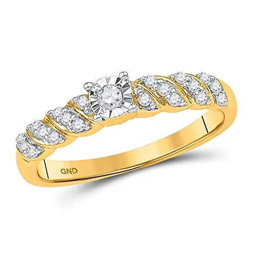 Da donna, in oro giallo 10 kt diamante solitario anello promessa sposa 1/5 Cttw e 10 ct oro giallo, 13, cod. D2D-100225-6.5