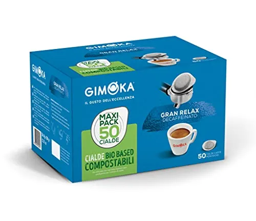 Gimoka - Cialde Ese 44, Compatibili con Sistema Easy Serving Espresso, in Carta Compostabile, Gusto Gran Relax Decaffeinato, 50 Cialde Caffè Decaffeinato