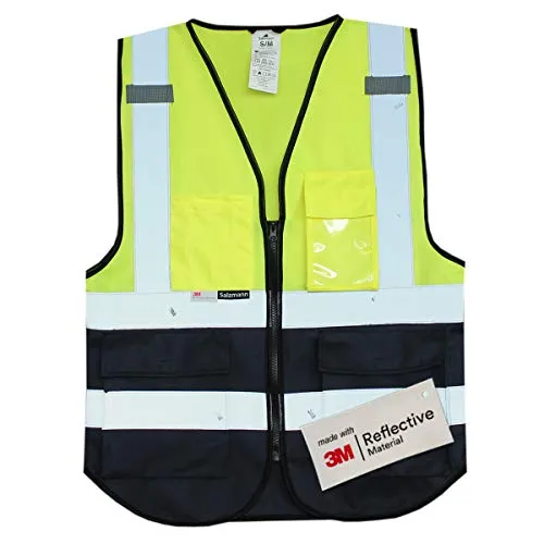 Salzmann 3M Gilet multi-tasche da lavoro ad alta visibilitá | Gilet riflettente con cerniera | Realizzato con nastro riflettente 3M