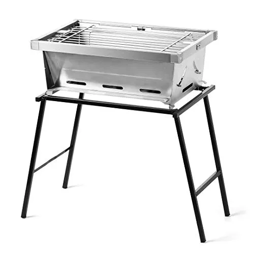 ZUOFENG Barbecue a Carbonella Griglia Pieghevole, Portatile Barbecue a Carbone in Acciaio Inossidabile per Picnic Giardino Terrazza Campeggio. (35x22CM)