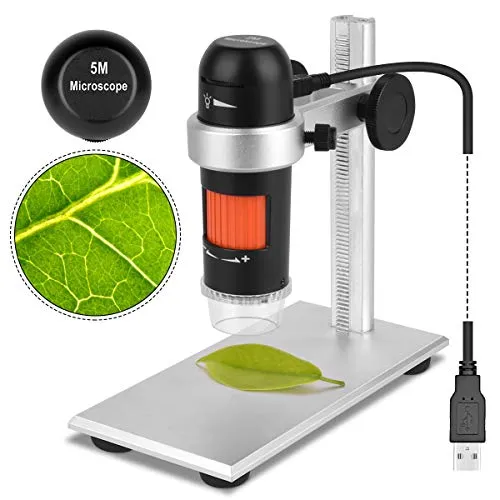 Microscopio digitale USB con polarizzatore, USB 2.0 8 LED per saldatura SMD, gioiellieri collezione monete, Nero , 1