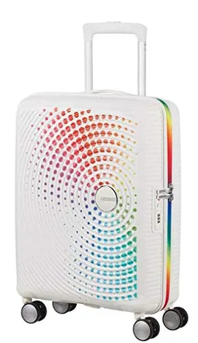 American Tourister Soundbox Spinner Pride, M (46,5 x 67 x 26), Bianco (Rainbow Dots)