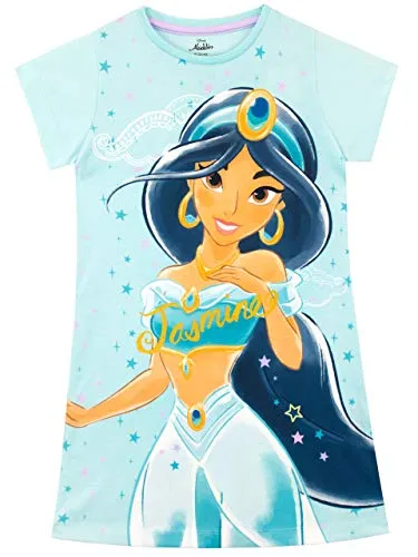 Disney Camicia da Notte delle Ragazze Aladdin Jasmine Blu 5-6 Anni