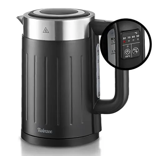 Bollitore Elettrico 2200W Twinzee - Regolabile 50-100°C - Bollitore Acqua 1,7L Senza BPA - Spegnimento Automatico