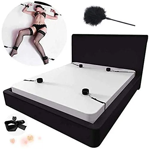 DanTanes Kit Bondage Yoga per Letto in Nylon Nero Regolabile per Coppie, Adatto a Tutti i Letti