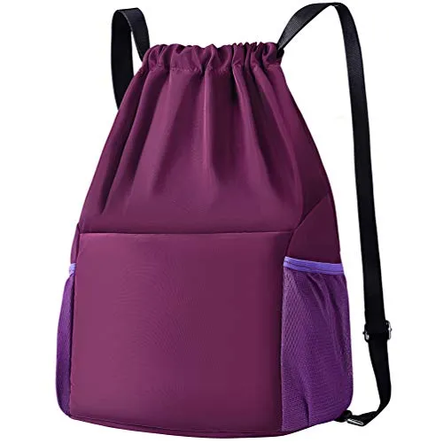 VBIGER Zaino Casual Borsa Palestra Borsa Mare Donna Uomo Zaino Scuola Sacca Sportiva Impermeabile Zaino da Viaggio Borsa Coulisse per Yoga Palestra Spiaggia (Viola)