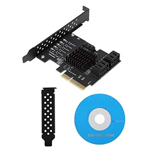 ASHATA Estensore Adattatore Scheda di espansione SATA3.0 a 5 Porte WIN7 WIN8 WIN10 LIN10, Supporto Scheda PCIE SATA 5 SATA a Piena velocità, Supporto Hot Swap.